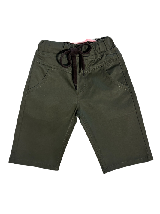 Basic Olive Green Shorts For Kids